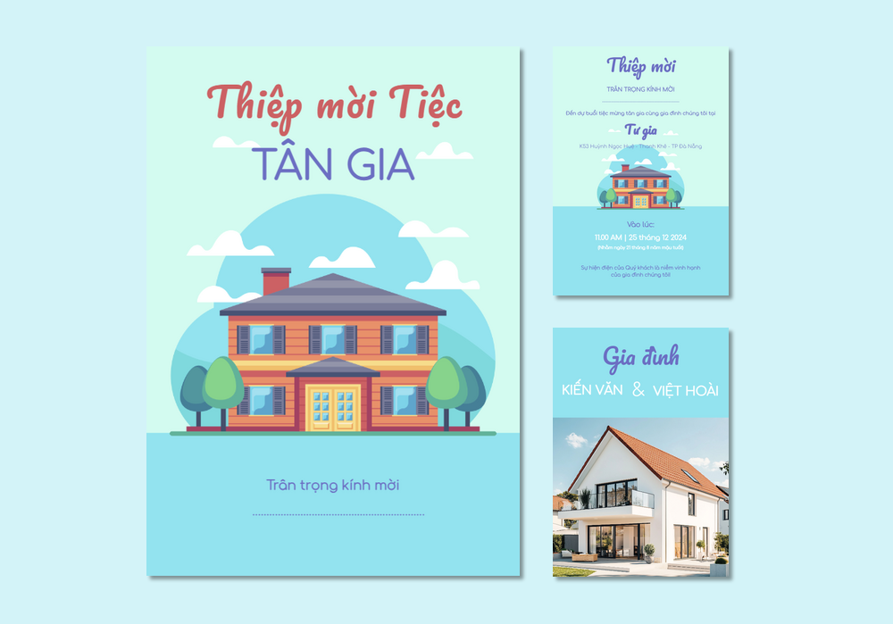 Mẫu thiệp tân gia Có Hình, Thanh Lịch, Hiện Đại, Hoạt Hình 211 | Thiệp mời online | InvitePro by Biihappy