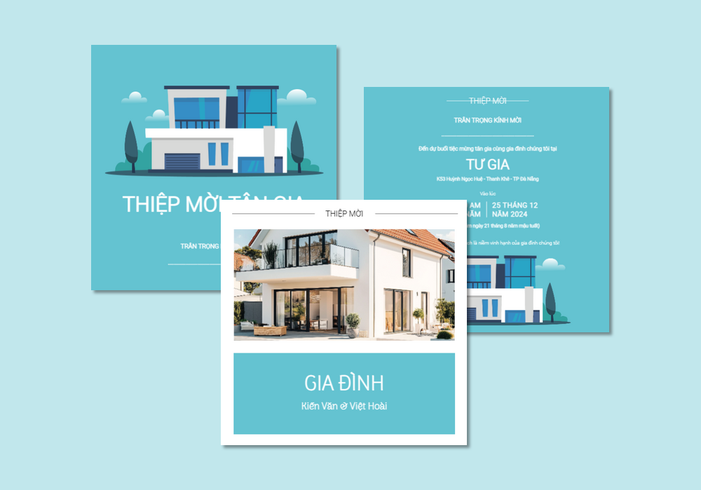 Mẫu thiệp tân gia Có Hình, Thanh Lịch, Hiện Đại, Hoạt Hình 265 | Thiệp mời online | InvitePro by Biihappy