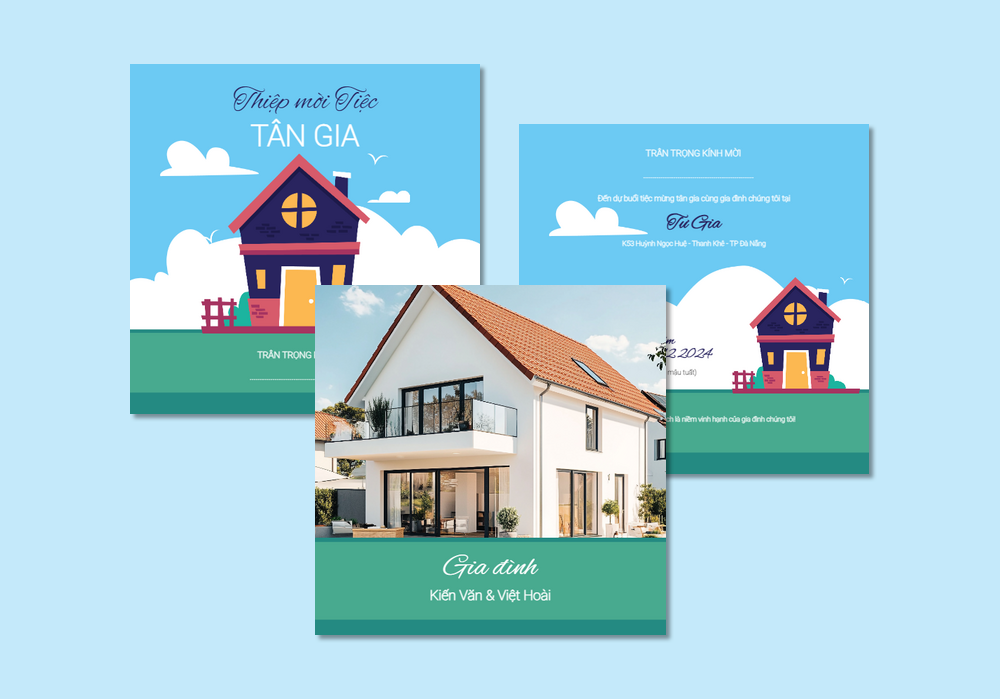 Mẫu thiệp tân gia Có Hình, Thanh Lịch, Hiện Đại, Hoạt Hình 266 | Thiệp mời online | InvitePro by Biihappy