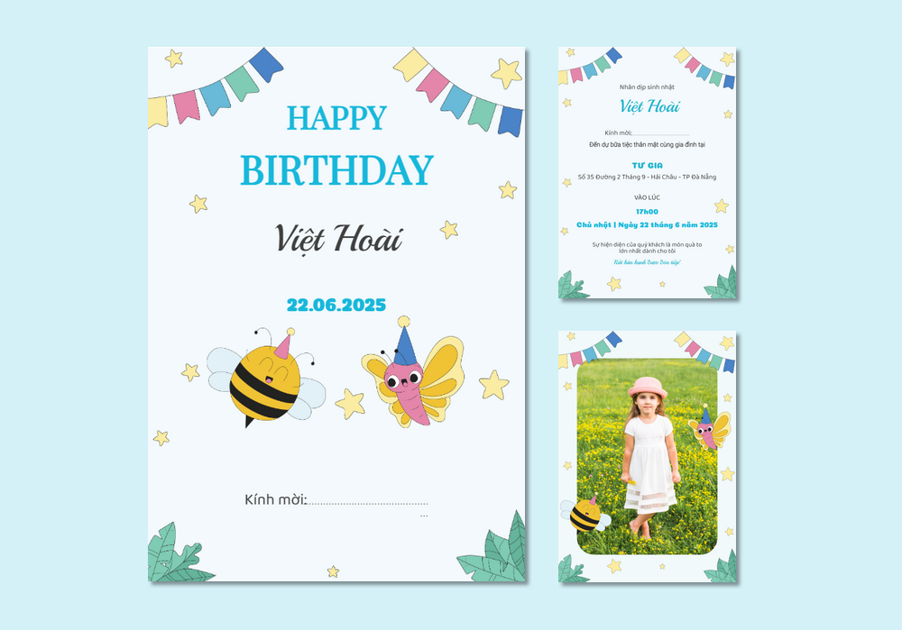 Mẫu thiệp sinh nhật Có Hình, Hoạt Hình, Cho Thiếu Nhi 316 | Thiệp mời online | InvitePro by Biihappy