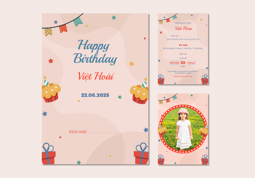 Thiệp Mời Sinh Nhật Rực Rỡ: Hạnh Phúc Ngọt Ngào | Thiệp mời online | invitePRO