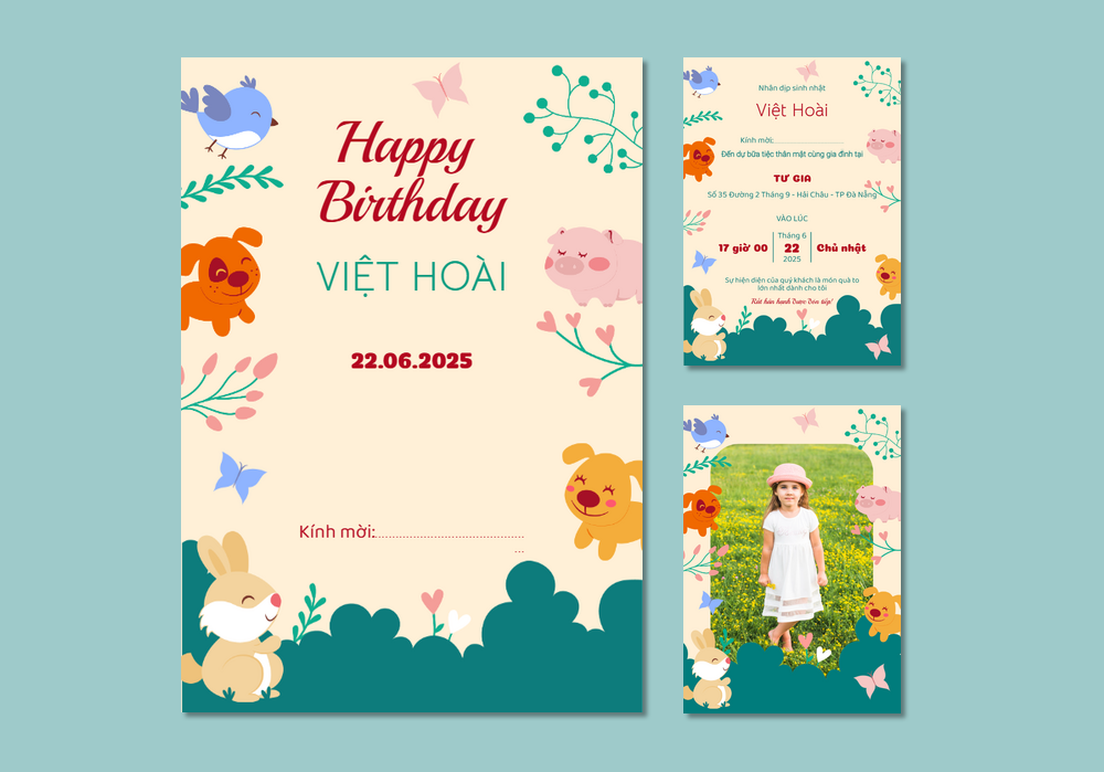 Mẫu thiệp sinh nhật Có Hình, Hoạt Hình, Cho Thiếu Nhi 328 | Thiệp mời online | InvitePro by Biihappy