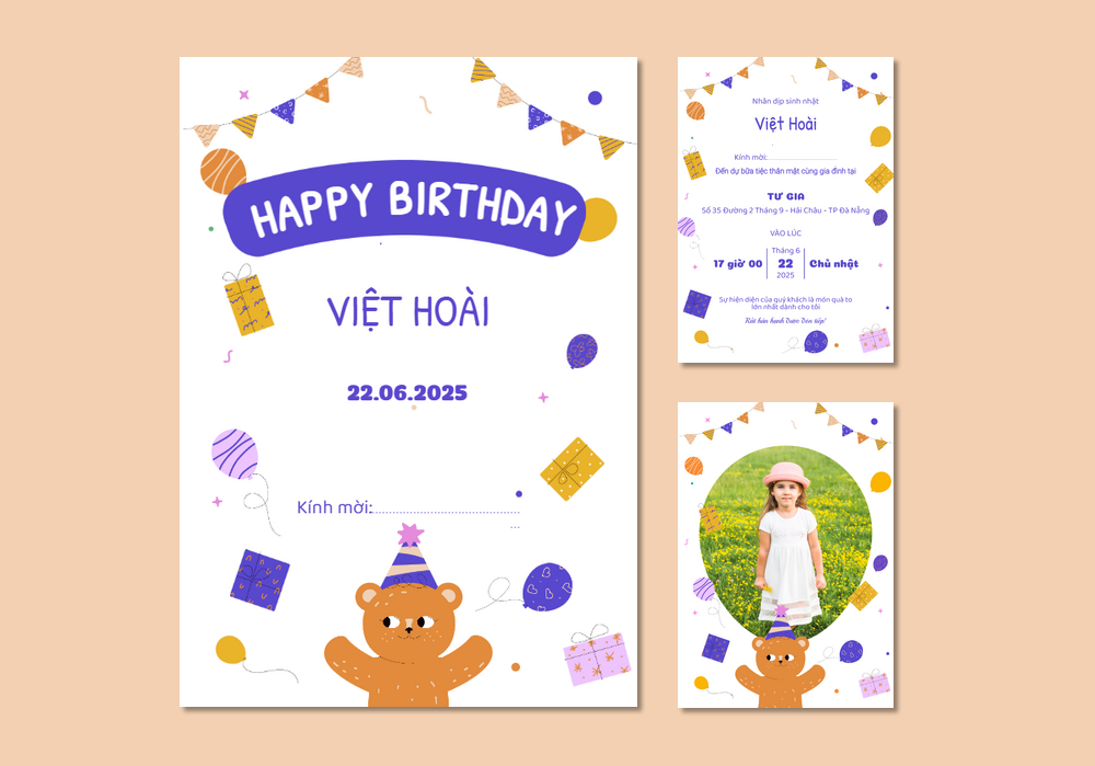 Mẫu thiệp sinh nhật Có Hình, Hoạt Hình, Cho Thiếu Nhi 329 | Thiệp mời online | InvitePro by Biihappy