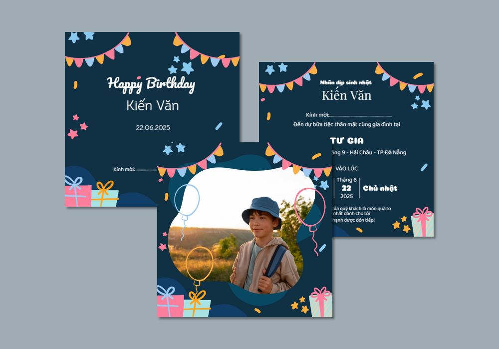 Mẫu thiệp sinh nhật Có Hình, Hiện Đại, Cho Thiếu Nhi 333 | Thiệp mời online | InvitePro by Biihappy