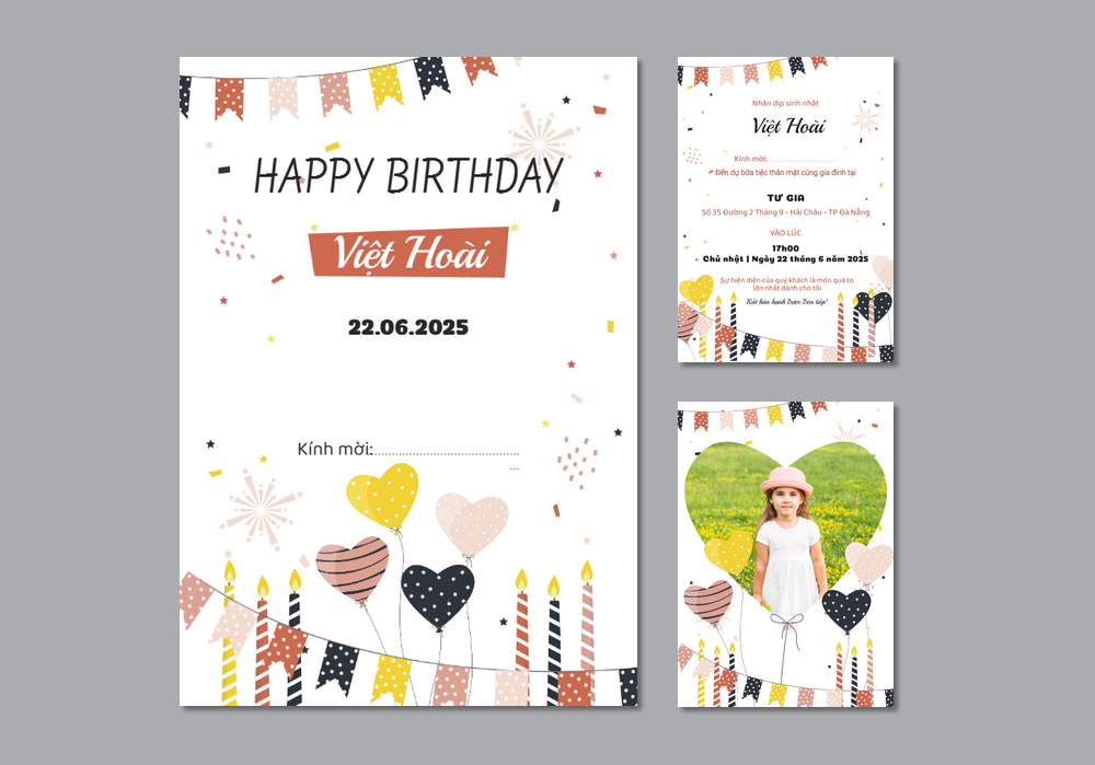 Mẫu thiệp sinh nhật Có Hình, Hiện Đại, Cho Thiếu Nhi 345 | Thiệp mời online | InvitePro by Biihappy