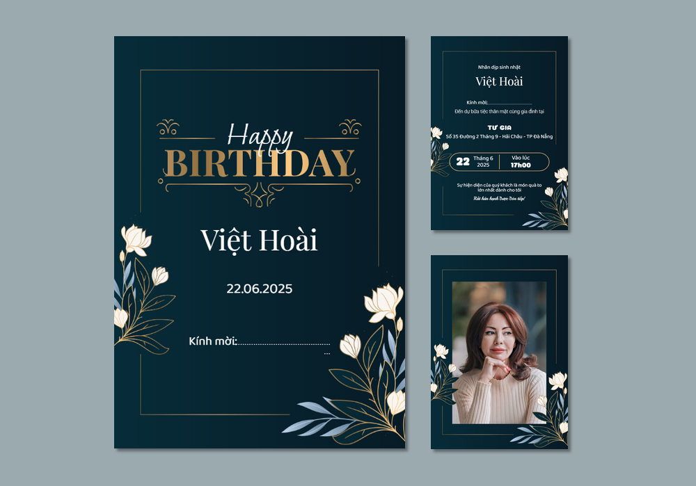 Mẫu thiệp sinh nhật Có Hình, Hoa Lá, Cho Người Lớn Tuổi 351 | Thiệp mời online | InvitePro by Biihappy