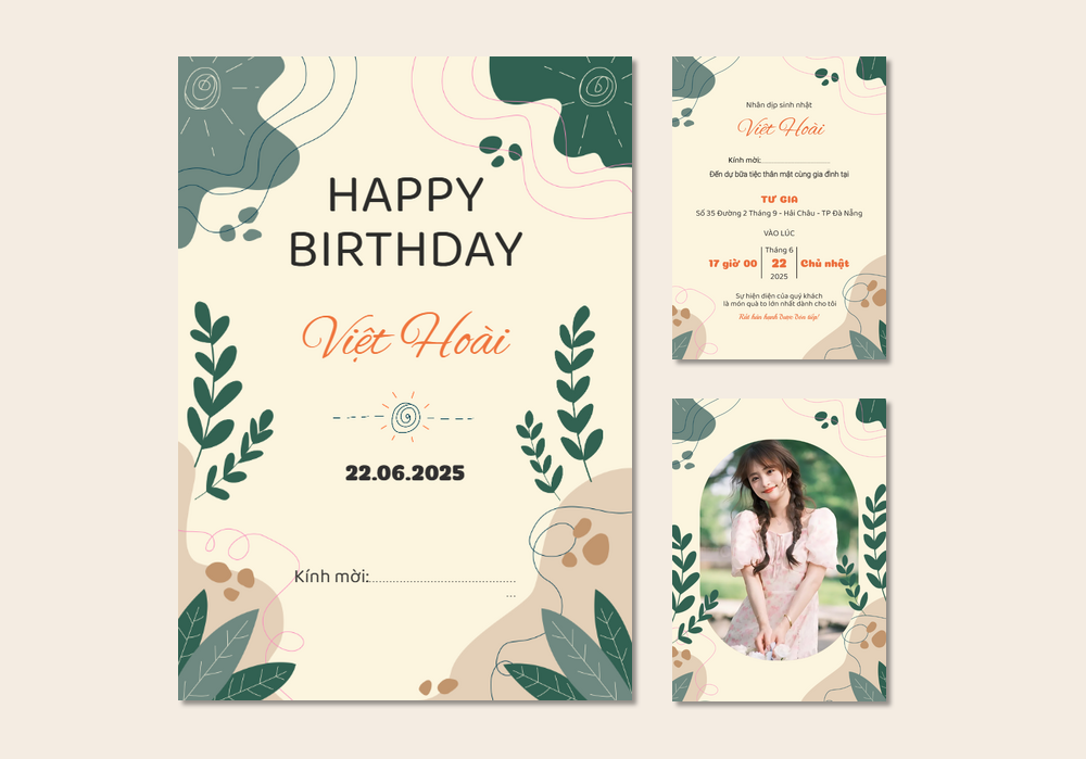 Mẫu thiệp sinh nhật Có Hình, Hoa Lá, Truyền Thống 372 | Thiệp mời online | InvitePro by Biihappy