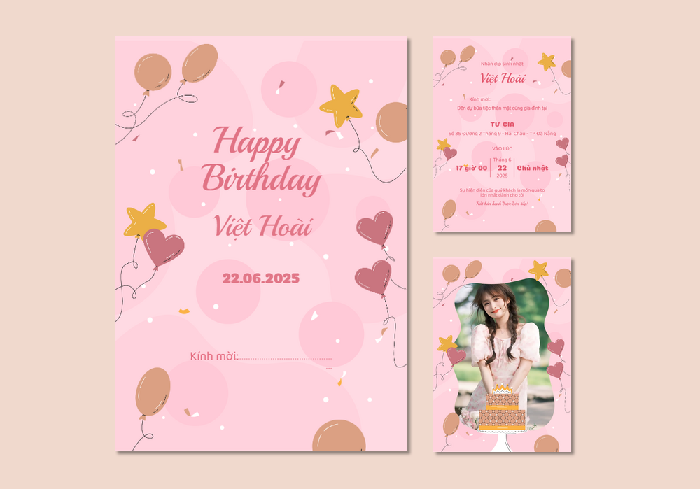 Mẫu thiệp sinh nhật Có Hình, Hoa Lá, Hiện Đại 378 | Thiệp mời online | InvitePro by Biihappy