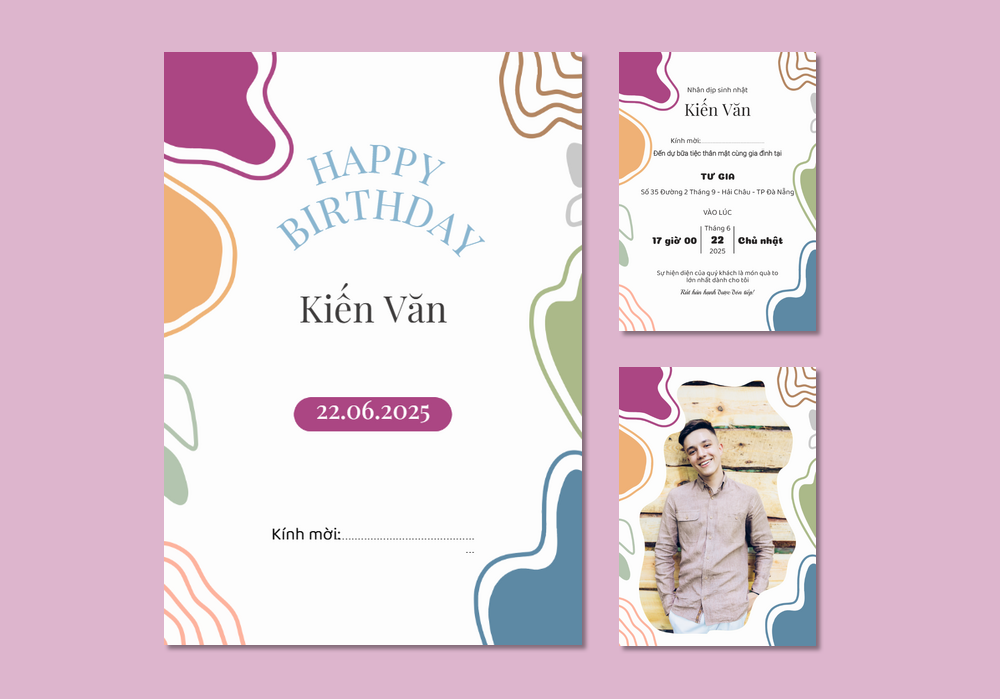 Mẫu thiệp sinh nhật Có Hình, Hiện Đại 385 | Thiệp mời online | InvitePro by Biihappy