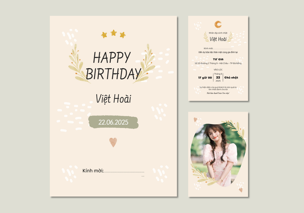 Mẫu thiệp sinh nhật Có Hình, Hiện Đại 388 | Thiệp mời online | InvitePro by Biihappy