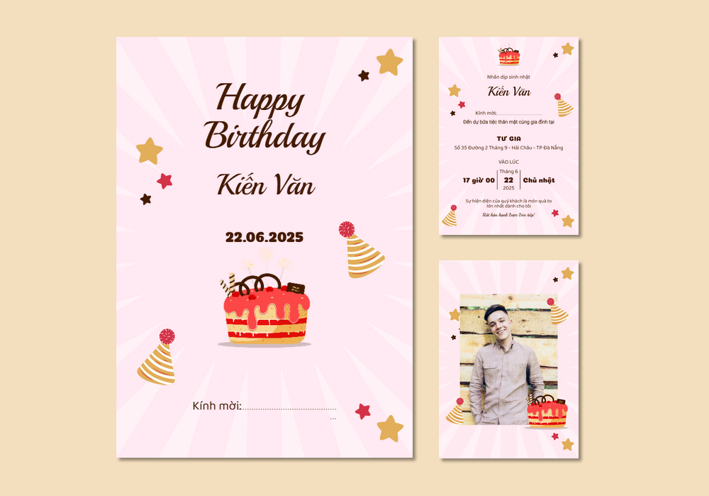 Mẫu thiệp sinh nhật Có Hình, Hiện Đại 394 | Thiệp mời online | InvitePro by Biihappy
