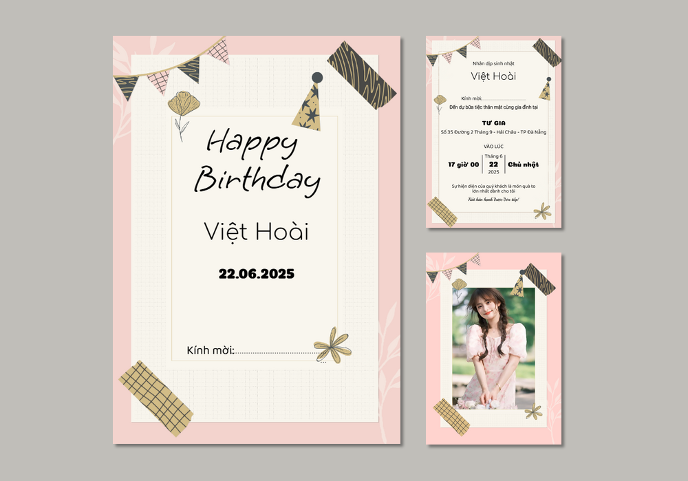 Mẫu thiệp sinh nhật Có Hình, Hiện Đại 398 | Thiệp mời online | InvitePro by Biihappy