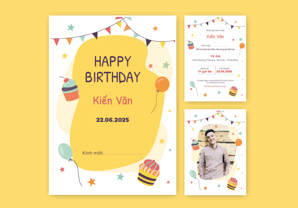 Mẫu thiệp sinh nhật Có Hình, Truyền Thống 405 | Thiệp mời online | InvitePro by Biihappy