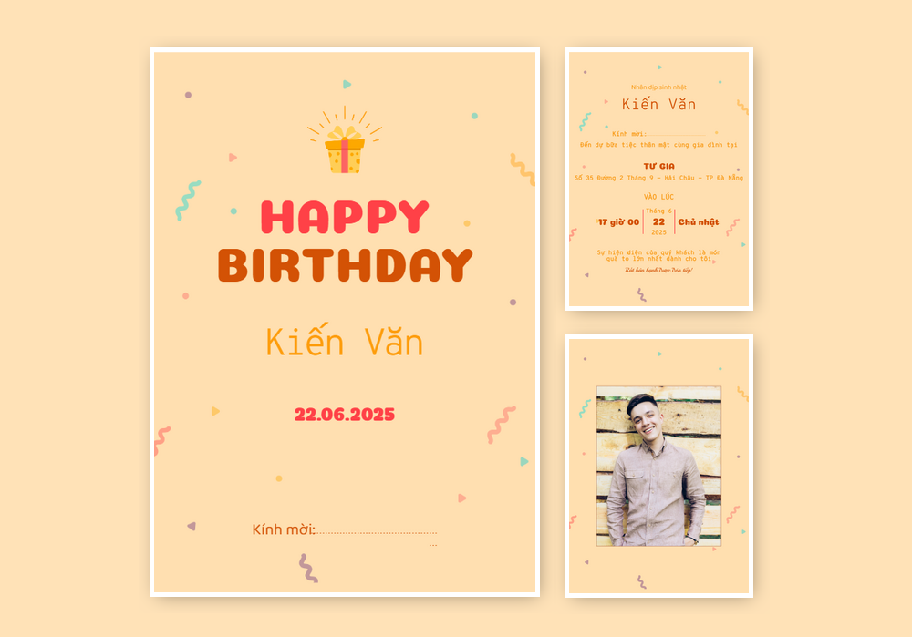 Mẫu thiệp sinh nhật Có Hình, Truyền Thống 407 | Thiệp mời online | InvitePro by Biihappy