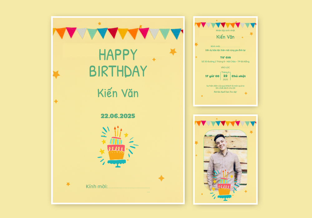 Mẫu thiệp sinh nhật Có Hình, Hiện Đại 408 | Thiệp mời online | InvitePro by Biihappy