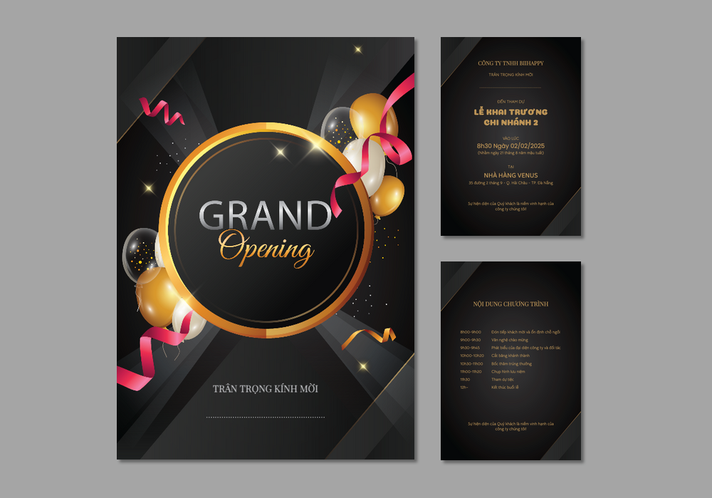 Mẫu thiệp khai trương Sang Trọng, Hiện Đại 445 | Thiệp mời online | InvitePro by Biihappy