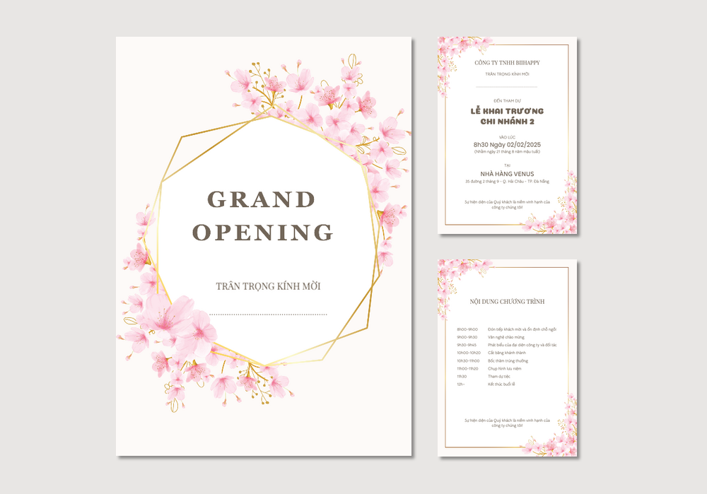 Mẫu thiệp khai trương Thanh Lịch, Hoa Lá, Hiện Đại 477 | Thiệp mời online | InvitePro by Biihappy