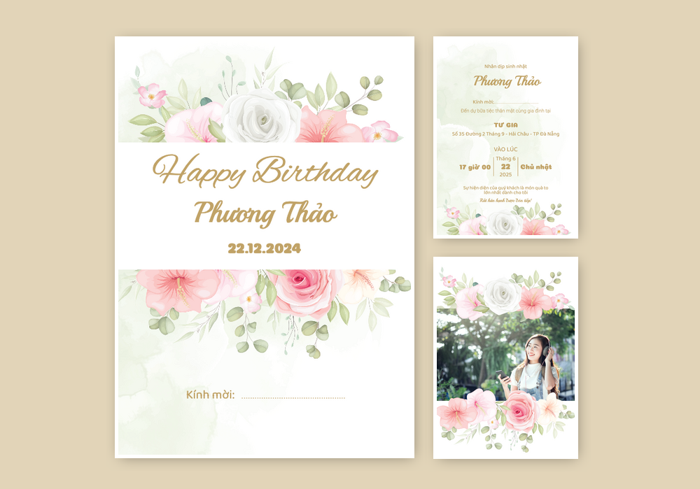 Thiệp Mời Sinh Nhật Hoa Nhẹ Nhàng | Thiệp mời online | invitePRO